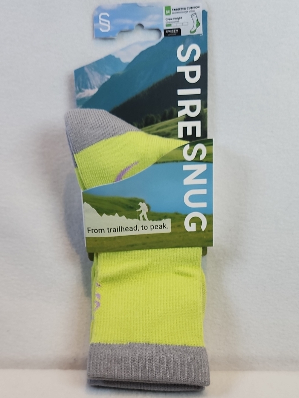 Men's Athletic Crew Socks in Neon Yellow and Gray
